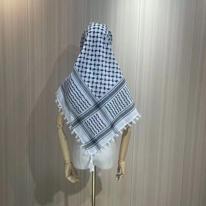 New Four-Sided Tassel Arabic Headscarf Square Scarf Tactical Headscarf Outdoor Muslim Decoration - Image 4