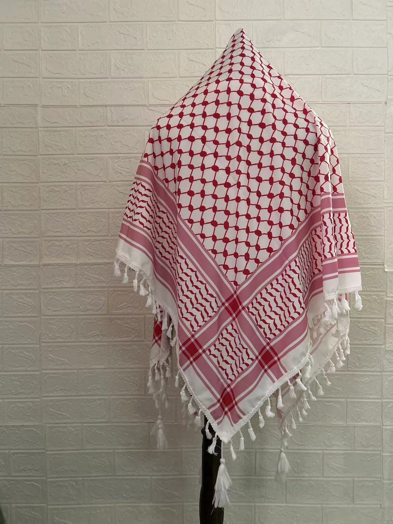 New Four-Sided Tassel Arabic Headscarf Square Scarf Tactical Headscarf Outdoor Muslim Decoration - Image 1