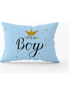 Cango Home Blue It's A Boy Written Digital Printing Children's Throw Pillow Pillow Case - CGH427-3550 Double Sided Printed 