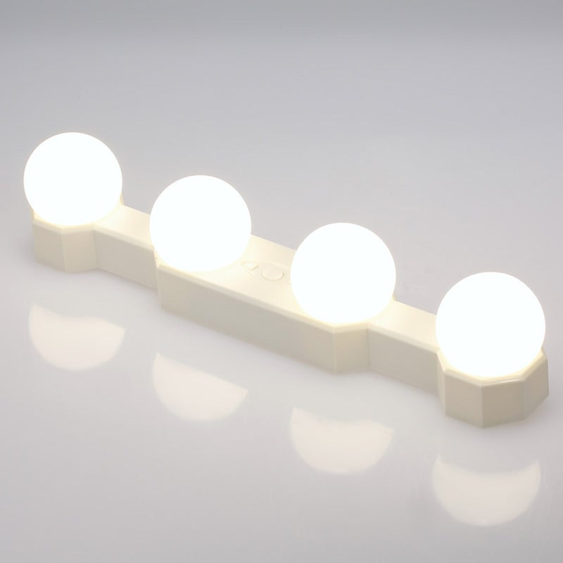 مرآة LED قابلة لإعادة الشحن: 4 مصابيح LED، لاسلكية ومحمية للعينين، 5 مستويات للسطوع، تركيب مزدوج - مصباح قابل للشحن عبر USB محمول للاستخدام في الحمام المنزلي، رف المكياج، السفر والحالات الطارئة - Image 4