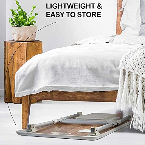 Tarkan Portable Folding Laptop Desk for Bed, Lapdesk with Handle, Drawer, Cup & Mobile/Tablet Holder for Study, Eating, Work Brown - Image 3
