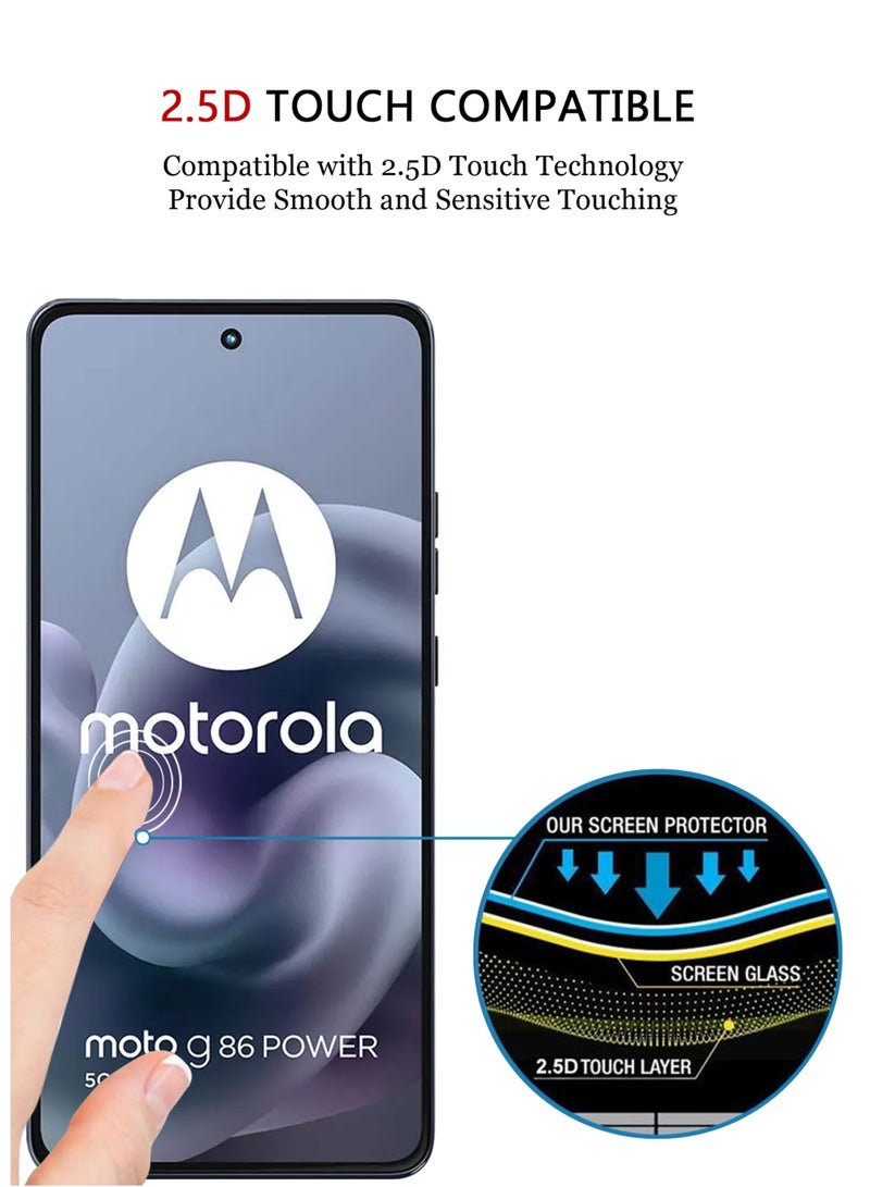 واقي شاشة موتورولا موتو جي 86 باور | زجاج مقسّى متوافق مع موتورولا موتو جي 86 باور | واقي شاشة عالي الدقة بالكامل، زجاج مقسّى مضاد للخدش، تغطية كاملة من الحافة إلى الحافة، مع طقم تركيب سهل - أسود - Image 5