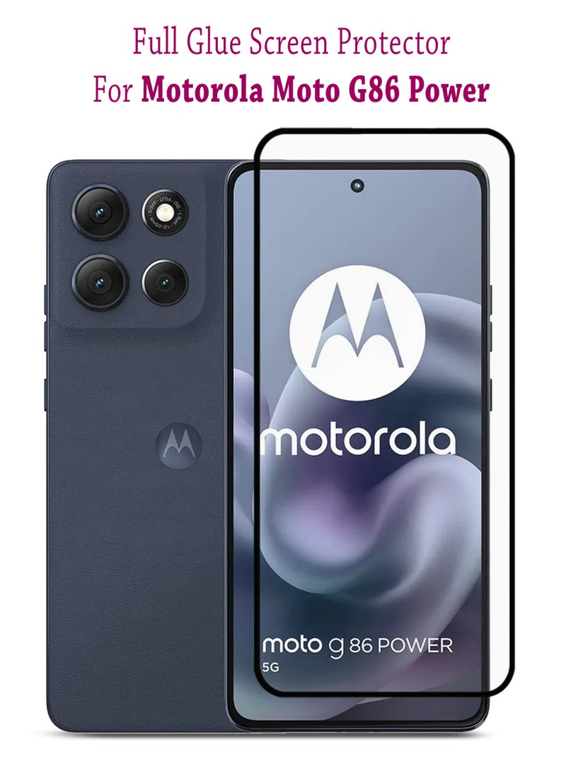 واقي شاشة موتورولا موتو جي 86 باور | زجاج مقسّى متوافق مع موتورولا موتو جي 86 باور | واقي شاشة عالي الدقة بالكامل، زجاج مقسّى مضاد للخدش، تغطية كاملة من الحافة إلى الحافة، مع طقم تركيب سهل - أسود - Image 1