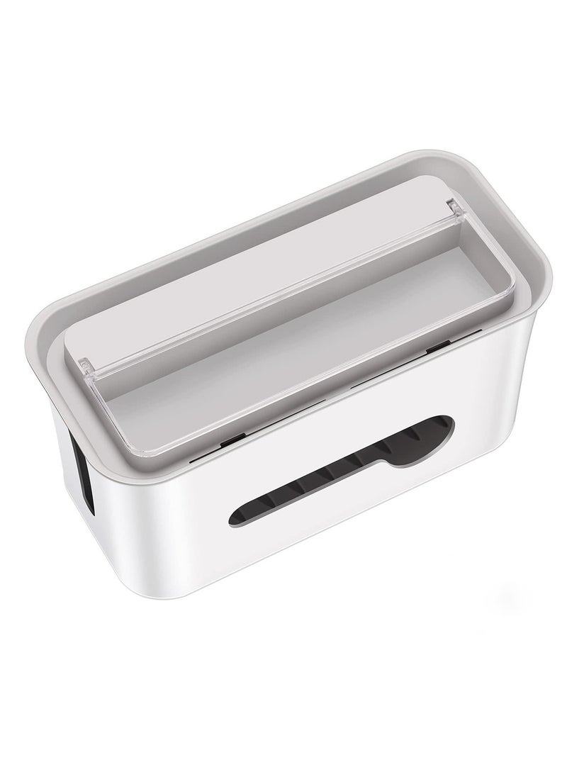 Excefore Cable Management Box, Cord Organizer Box, Large and Medium Size Cord Box, Cord Hider Box with The Groove to Store The Chargers and Cable to Hide Surge Protector Cover on Desk or Floor (White)  - Image 1
