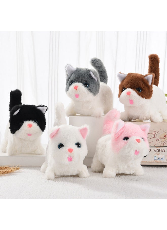 null - Plush Electric Cat Can Walk And Call Cute Cat Toy Electronic Pet Cat Boy Girl Toy-Color:Short-legged Kitty (white) Calls Drums-Specifications:Self-provided (2 No. 5 Batteries) - Image 1