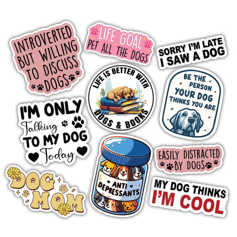 TAYTA 10pcs Cute Dog Stickers Pack â€“ Durable Vinyl Pet Decals for Car, Laptop, Water Bottles, Tumblers, Notebooks â€“ Decorative Dog Lover Accessories and Gifts for Moms, Owners, and Pet Lovers â€“ Waterproof - Image 1