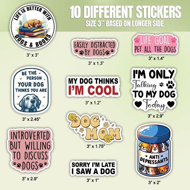 TAYTA 10pcs Cute Dog Stickers Pack â€“ Durable Vinyl Pet Decals for Car, Laptop, Water Bottles, Tumblers, Notebooks â€“ Decorative Dog Lover Accessories and Gifts for Moms, Owners, and Pet Lovers â€“ Waterproof - Image 2