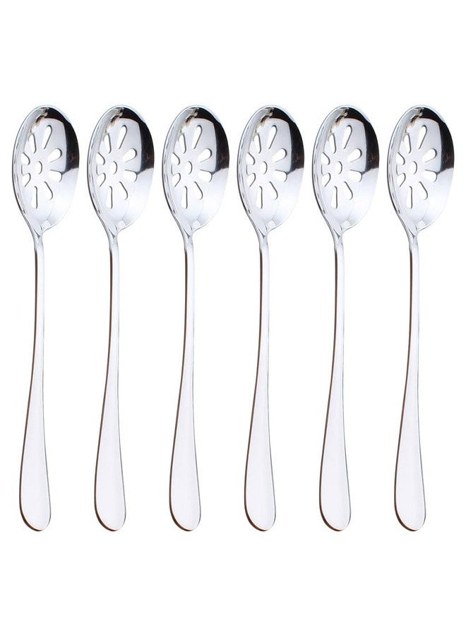 HEALEEP Small Slotted Spoons 7.75 Inch Stainless Steel 6-Pack Kitchen Gadgets for Soup Straining Fruit Dessert Salad Serving Utensils - Image 1