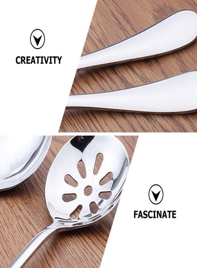 HEALEEP Small Slotted Spoons 7.75 Inch Stainless Steel 6-Pack Kitchen Gadgets for Soup Straining Fruit Dessert Salad Serving Utensils - Image 3