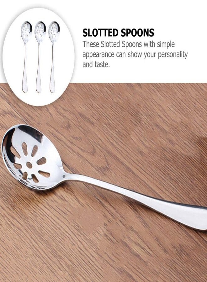 HEALEEP Small Slotted Spoons 7.75 Inch Stainless Steel 6-Pack Kitchen Gadgets for Soup Straining Fruit Dessert Salad Serving Utensils - Image 5