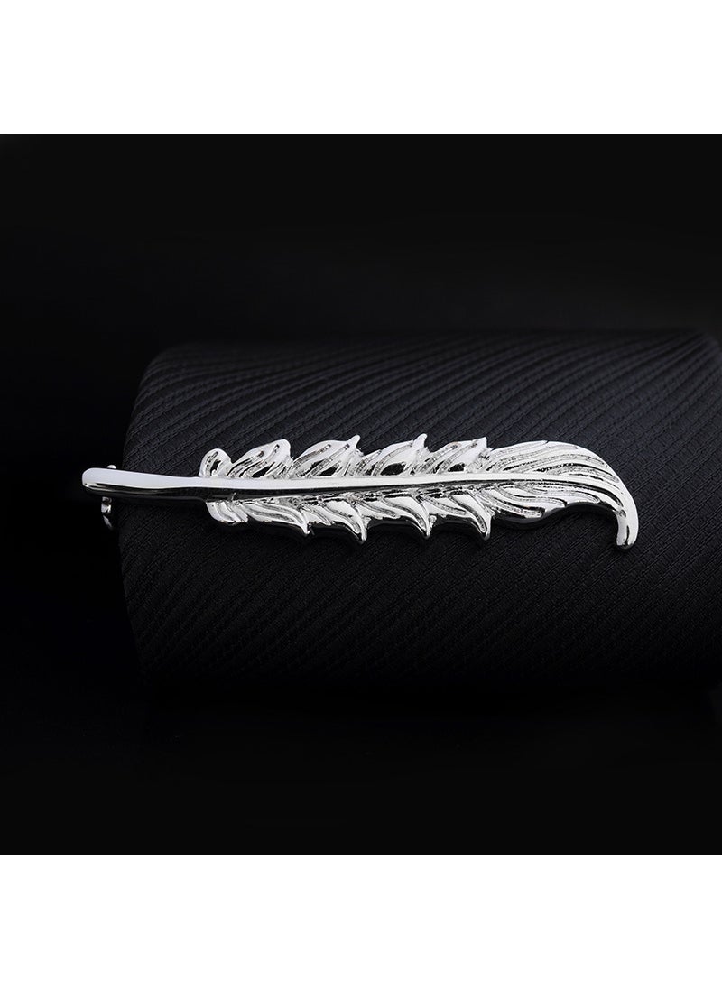 Generic Creative Gold Tie Clip Elegant Accessory for Men J0102 silver Feather 