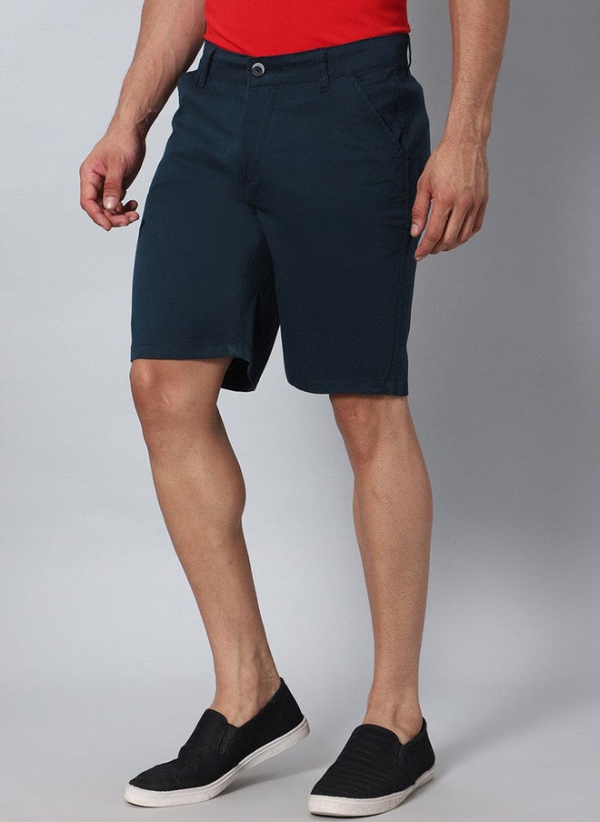 Hence Men's Relaxed Fit Mid-Rise Cotton Chino Shorts in Navy Blue - Image 2
