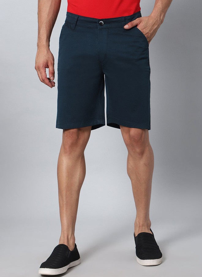 Hence Men's Relaxed Fit Mid-Rise Cotton Chino Shorts in Navy Blue - Image 1