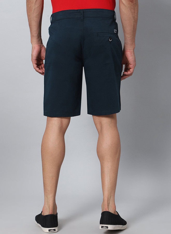Hence Men's Relaxed Fit Mid-Rise Cotton Chino Shorts in Navy Blue - Image 3