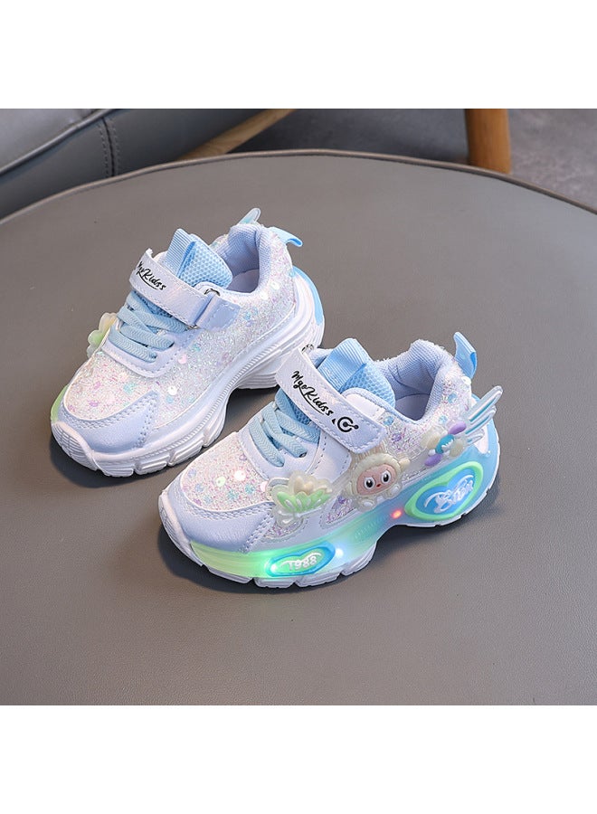 Children's Cartoon Sequined Sneakers With Lights  Spring & Fall New Breathable Running Shoes For Dad 1-6 Years Old Luminous Shoes