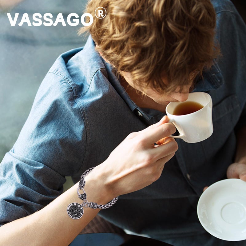 VASSAGO فاساجو تعويذة اسم الله الرباعي السري العبري القديم خماسية الأضلاع سوار سلسلة القمح للمباركة للرجال والنساء - Image 3