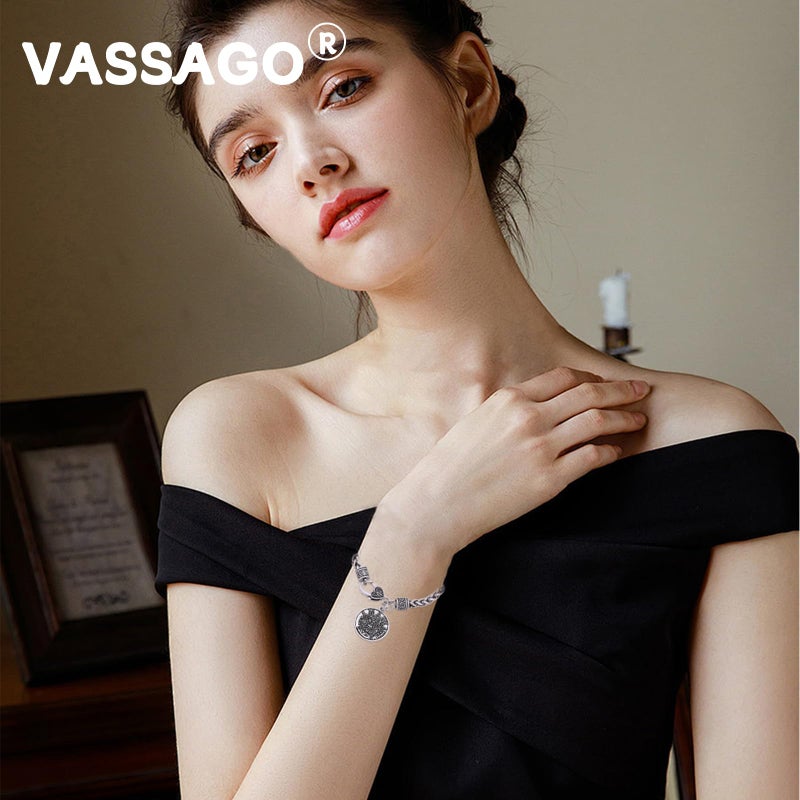 VASSAGO فاساجو تعويذة اسم الله الرباعي السري العبري القديم خماسية الأضلاع سوار سلسلة القمح للمباركة للرجال والنساء - Image 2
