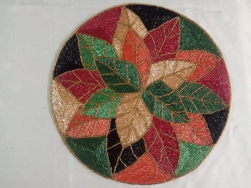 Purina Decorative Handmade Beaded Round Placemat/RunnerPerfect for Table Dia 14 inches (35 X 35 CM)-TR0012-round - Image 2