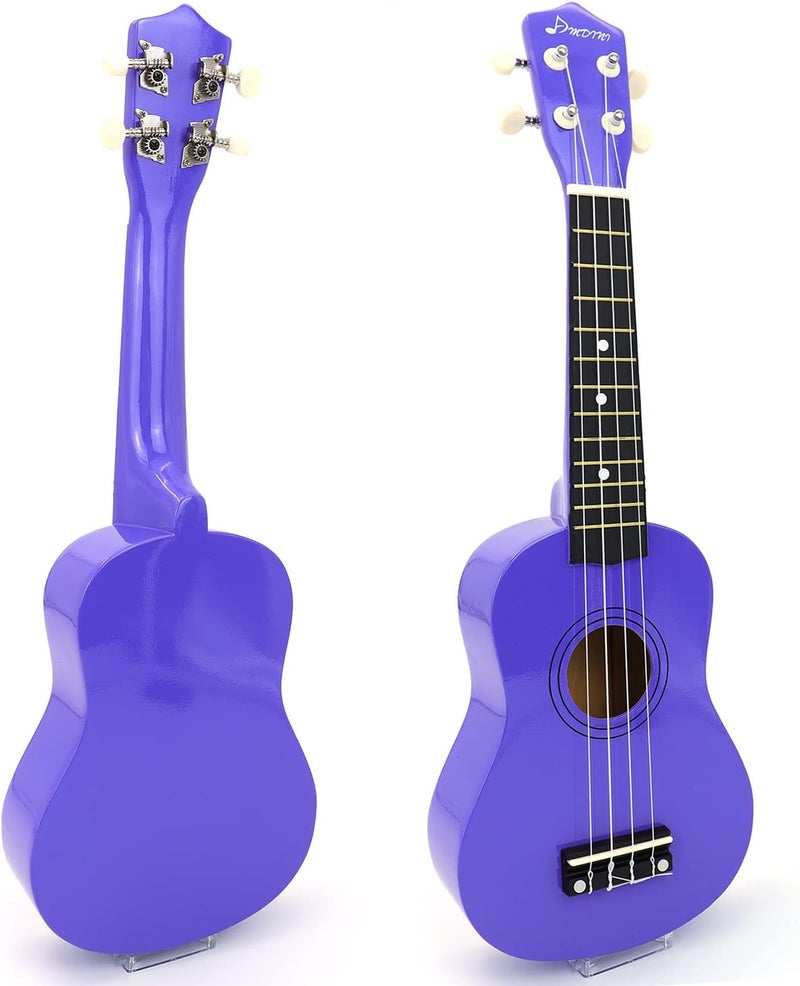 Amdini 21 Inch Ukulele for Beginners Basswood Soprano Ukelele Kit for Kids Adult Student Starter Mini Guitar Ukalelee Pack Bundle with Book Gig Bag Tuner Strap Picks Nylon Strings (Deep Purple) - Image 3