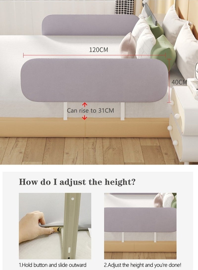 سكك حديد سرير الطفل الصغير ، سكك حديد سرير قابل للطي للأطفال الصغار ، حراس سكك حديد سرير الطفل مع المراسي المعززة ، سكك حديد سرير السفر لأسرة الأطفال ، التوأم ، مزدوجة إلى الخ رمادي 120 سم (1 قطعة) - Image 4