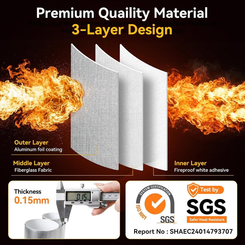 IGNISGUARD Heat Shield Mat 12"x24" - 95% Reflective Aluminized Fiberglass Thermal Barrier Material - Adhesive Backed Heat Shield Wrap & Insulation Blanket High Temp Protection - Image 5