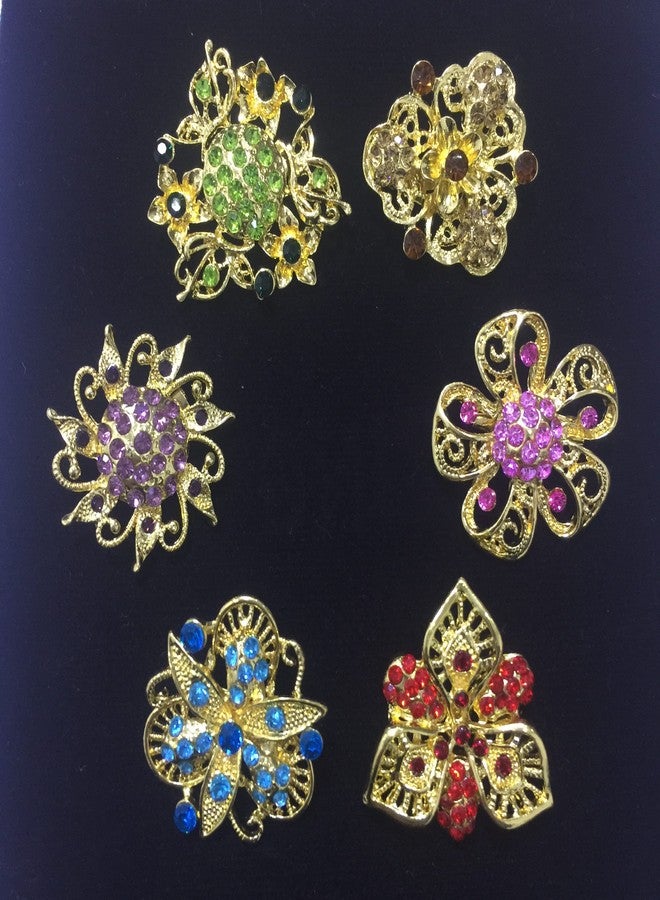 Ezing Lot 24pc Shining Rhinestone Crystal Brooches Pins DIY Wedding Bouquet Kit (K) - Image 5