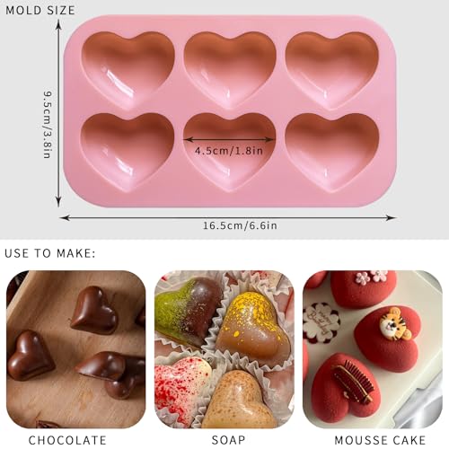 UOUYOO 6 Holes Heart Shaped Silicone Mold For Chocolate Cake Jelly Pudding Valentine's Day - Image 2