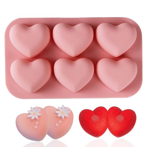 UOUYOO 6 Holes Heart Shaped Silicone Mold For Chocolate Cake Jelly Pudding Valentine's Day - Image 1