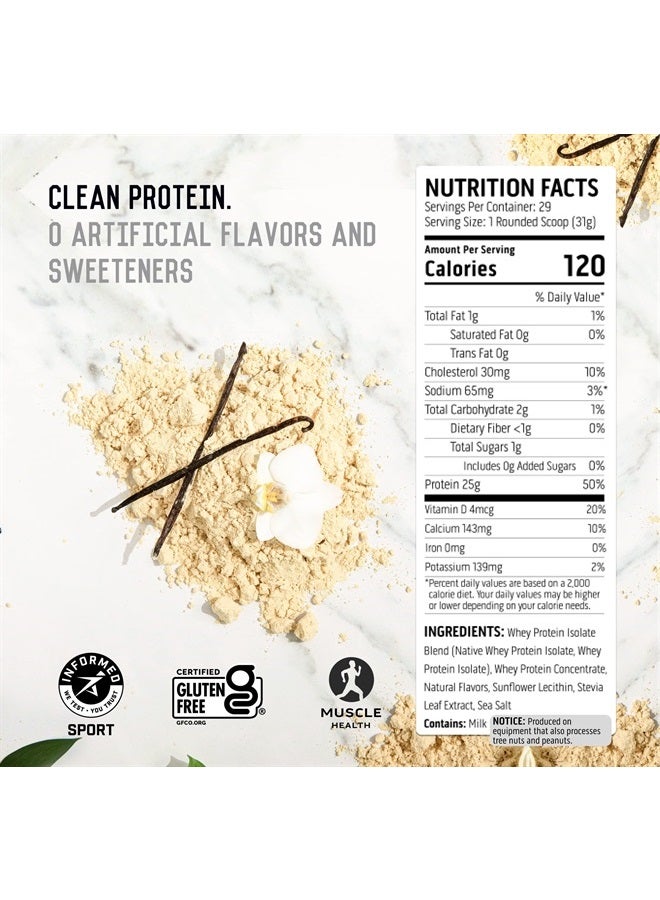 Ascent مسحوق بروتين مصل اللبن 100% - بروتين مصل اللبن المعزول بعد التمرين، خالٍ من النكهات والمحليات الصناعية، خالٍ من الصويا والغلوتين، 5.5 جم من الأحماض الأمينية المتفرعة السلسلة، 2.6 جم من الليوسين، أحماض أمينية أساسية، فانيليا 2 رطل - Image 5