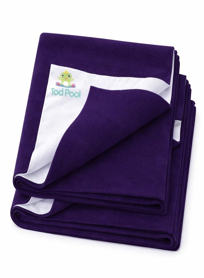 Tod PooL واقي سرير تود بول قابل للتهوية | صوف مضاد للتكتل، فائق الامتصاص، قابل للغسل | ملاءة مقاومة للماء وسريعة الجفاف | ملاءة واقية للسرير للأطفال والكبار (2، لون برقوقي، كبير (140 × 100 سم)) - Image 1