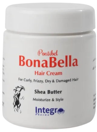 BonaBella Hair Cream For Curly, Frizzy, Dry & Damaged Hair Shea Butter Moisturize & Style 200 gm