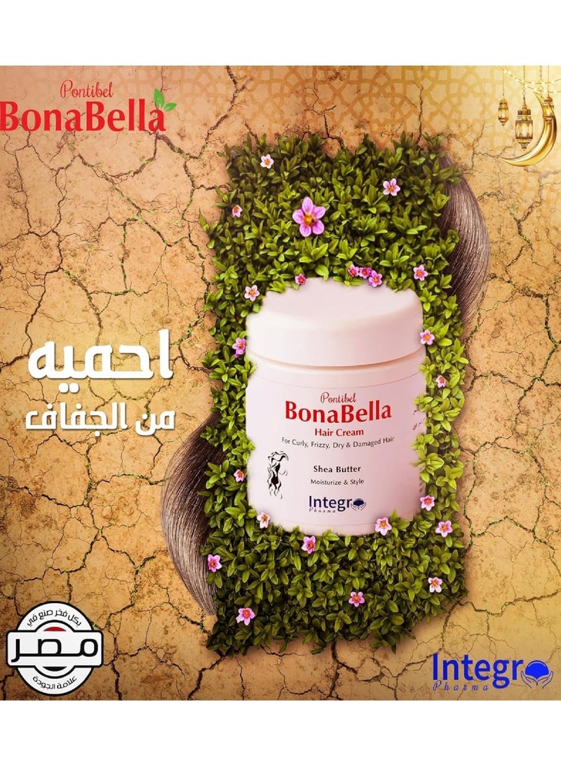 BonaBella Hair Cream For Curly, Frizzy, Dry & Damaged Hair Shea Butter Moisturize & Style 200 gm - Image 2