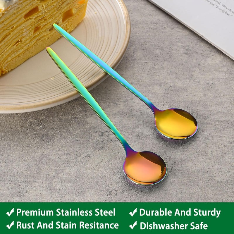 Dehov 5.1 Inch Coffee & Tea Spoons Set,6 Pieces Rainbow Stainless Steel Espresso Spoon,Cute Small Spoons For Dessert Coffee - Image 3
