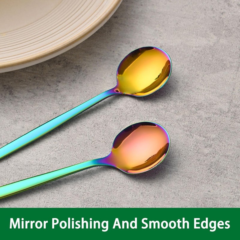 Dehov 5.1 Inch Coffee & Tea Spoons Set,6 Pieces Rainbow Stainless Steel Espresso Spoon,Cute Small Spoons For Dessert Coffee - Image 4