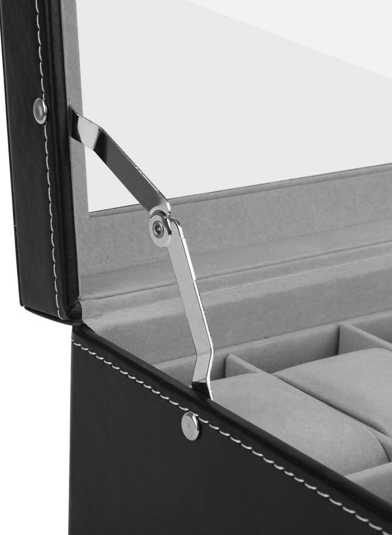 LIMOS Double Layer Jewelry Box with Drawer Case For Watch, Black - Image 3