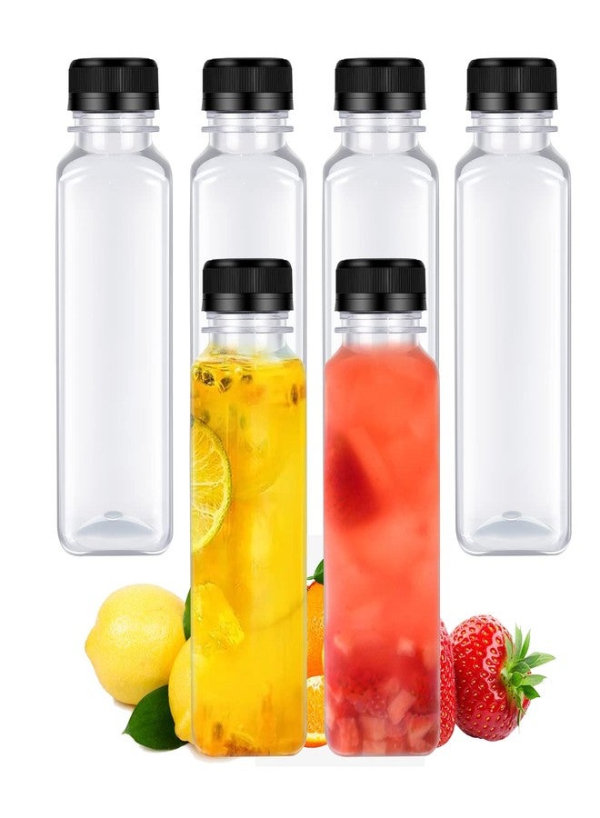DODHEG 6 Pcs 14 Ounce Plastic Juice Bottle, Bulk Beverage Containers, Drink Containers for Milk, Juice, Drinks Bottle Black Lid - Image 1
