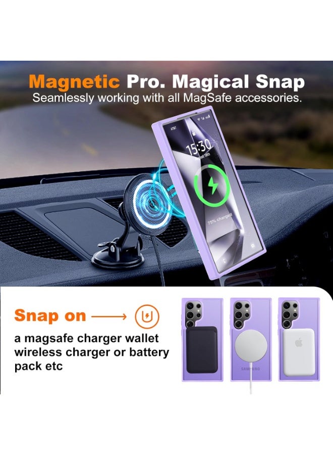 أكاليكس جراب مغناطيسي لهاتف سامسونج S24 ألترا [مقاوم للصدمات ونحيف] غطاء خلفي صلب غير لامع مع حماية عالية الجودة | بنفسجي فاتح - Image 5