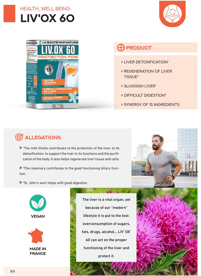 Eric Favre Liv'Ox 60 - Liver Detoxification Supplement with Milk Thistle, Rosemary, and 15 Synergistic Ingredients Box of 60 tablets  - Image 2