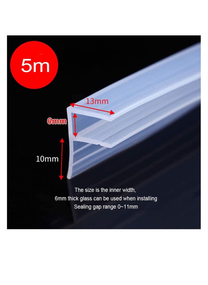 SYOSI Shower Screen Seal Rubber, Frameless Shower Door Seal Strip, Weather Stripping Seal Sweep for 6 mm Glass Bathroom Waterproof Silicone Strip Shower Room Balcony Windshield Strip (5m)  - Image 2
