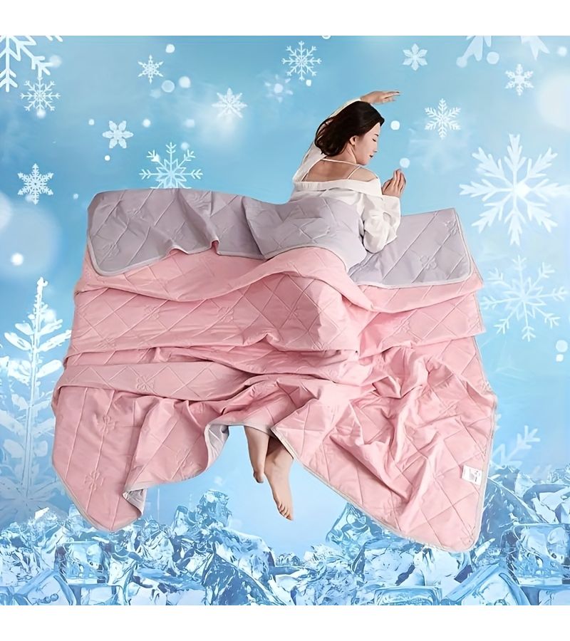 Pink Color Super Soft Summer Cool Quilt Comfortable Breathable Thin Blanket Machine Washable Multifunctional For Single And Double Beds Size 70 87 By 86 61 Inches - Image 5