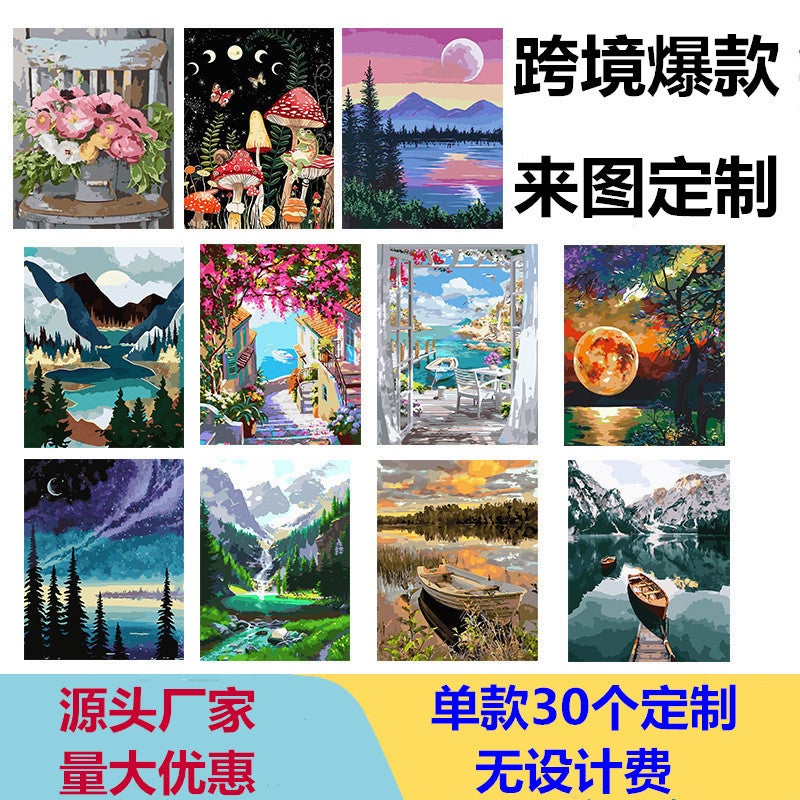 Oil Painting Diy Hand-Painted Decorative Painting Custom Paint By Number Digital Oil Painting - Image 2