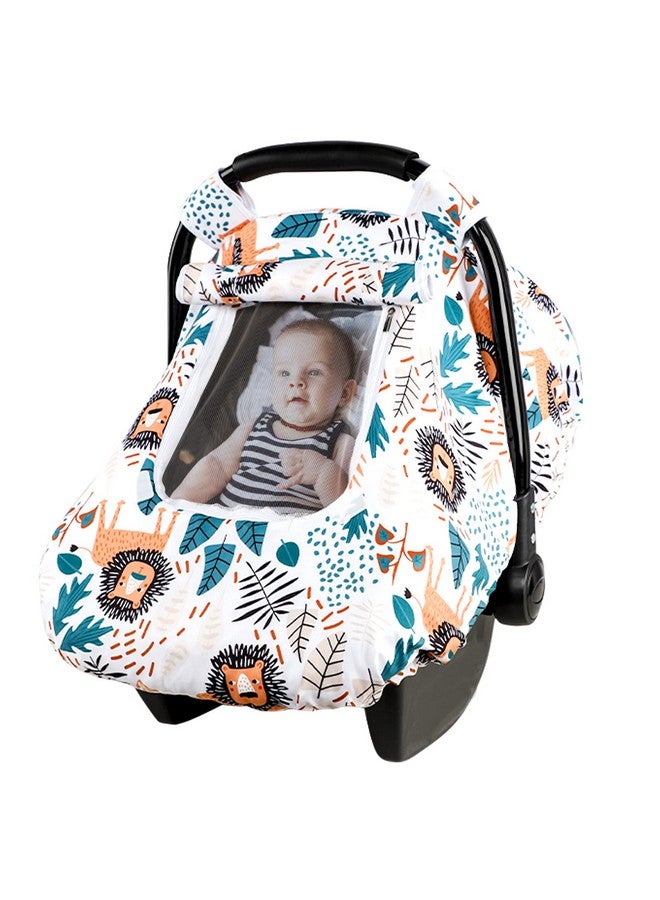 SWESEN Baby Car Seat Cover, Winter Car Seat Covers for Babies, Carseat Cover Boy, Mink Carseat Canopy with Window, Cozy & Warm Cover, Lion - Image 1
