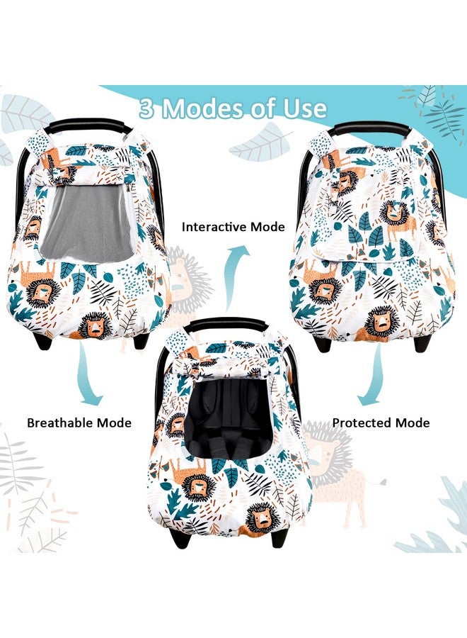 SWESEN Baby Car Seat Cover, Winter Car Seat Covers for Babies, Carseat Cover Boy, Mink Carseat Canopy with Window, Cozy & Warm Cover, Lion - Image 4