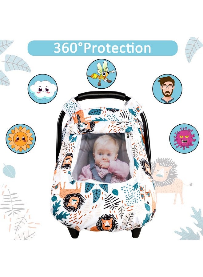 SWESEN Baby Car Seat Cover, Winter Car Seat Covers for Babies, Carseat Cover Boy, Mink Carseat Canopy with Window, Cozy & Warm Cover, Lion - Image 2