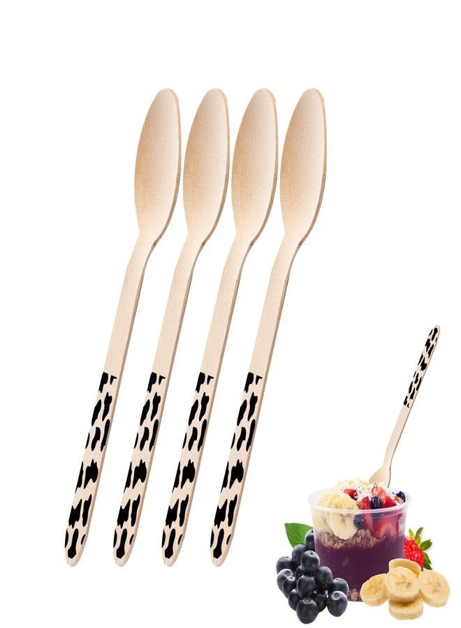 Perfect Stix Green Spoon 158-Moo-36 Wooden Cutlery Spoons with Cow Themed Print (Pack of 36) - Image 1