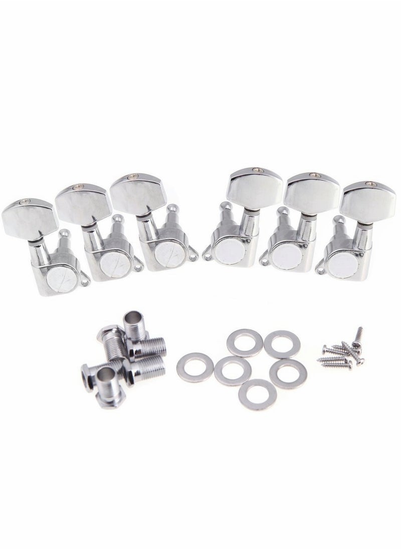 Generic - Guitar Tuning Pegs 3L3R Chrome Machine Heads for Acoustic & Electric Guitars - 6 Pack Replacement Tuners for Fender & Folk Instruments (Silver) - Image 1