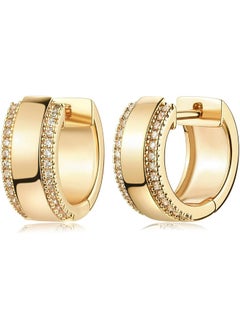 Mevecco Women Huggie Hoop Earrings Gold Ear Stud Cuff 14K Gold Filled Small Boho Beach Simple Delicate Handmade Hypoallergenic Jewelry Gift  - Image 1