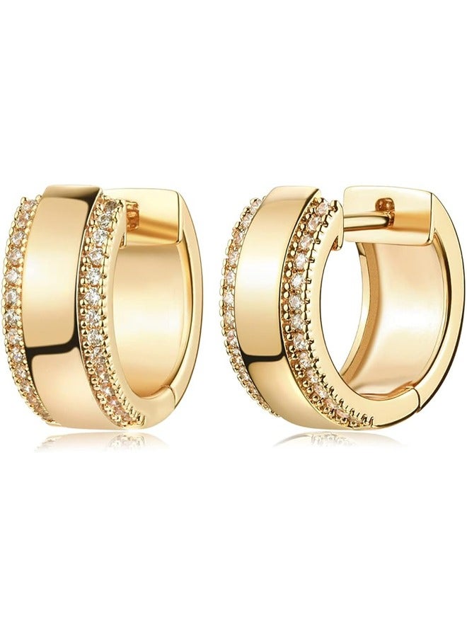 Mevecco Women Huggie Hoop Earrings Gold Ear Stud Cuff 14K Gold Filled Small Boho Beach Simple Delicate Handmade Hypoallergenic Jewelry Gift - Image 1