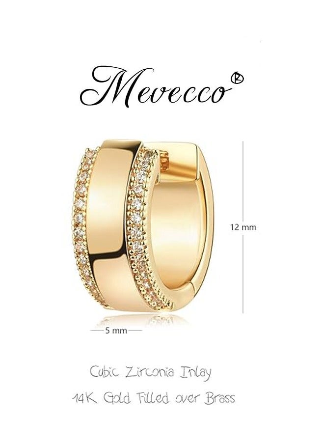 Mevecco Women Huggie Hoop Earrings Gold Ear Stud Cuff 14K Gold Filled Small Boho Beach Simple Delicate Handmade Hypoallergenic Jewelry Gift - Image 4