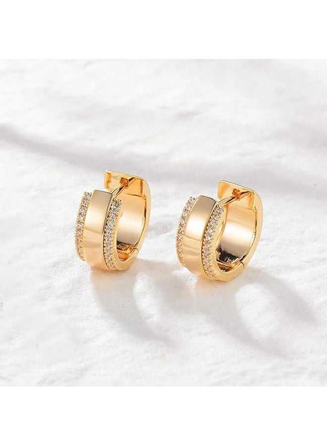 Mevecco Women Huggie Hoop Earrings Gold Ear Stud Cuff 14K Gold Filled Small Boho Beach Simple Delicate Handmade Hypoallergenic Jewelry Gift - Image 5